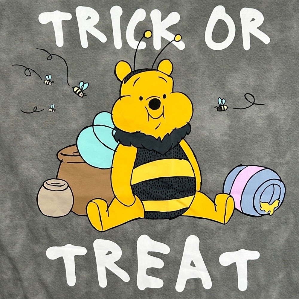 Disney Winnie the Pooh Halloween Bee Trick or Treat Grey Wash Tee XXS 00